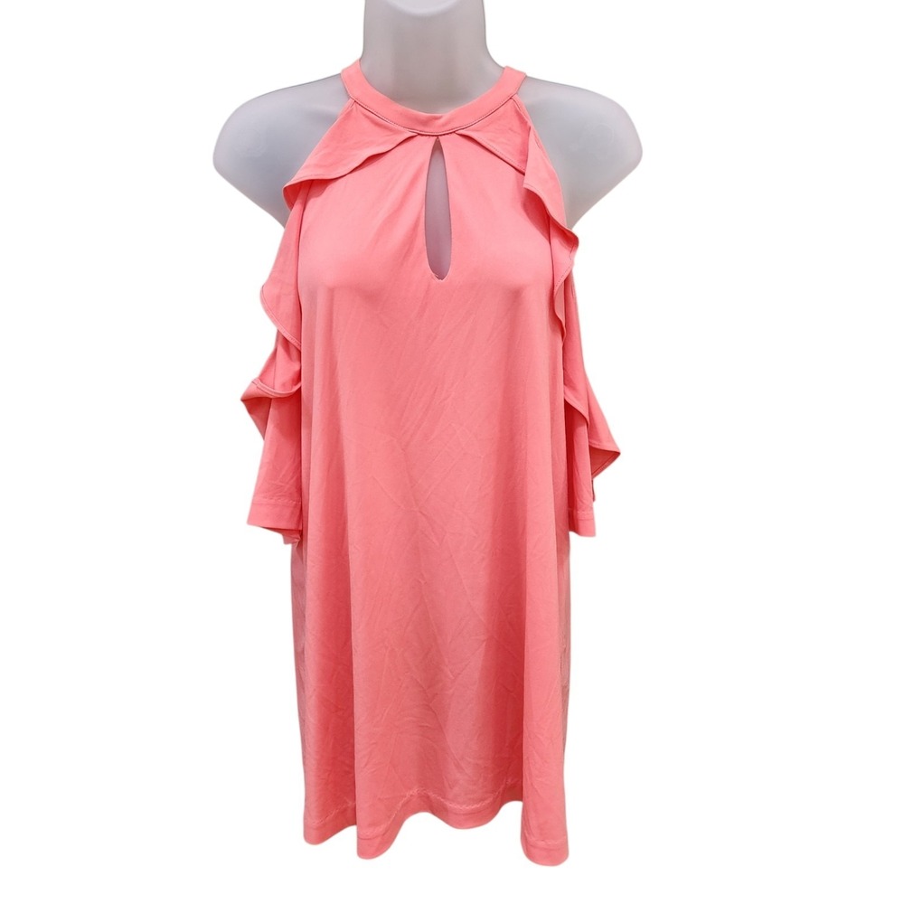 BEIGE BY ECI SZ 8 Color RED COLD SHOULDER DRESS NWT